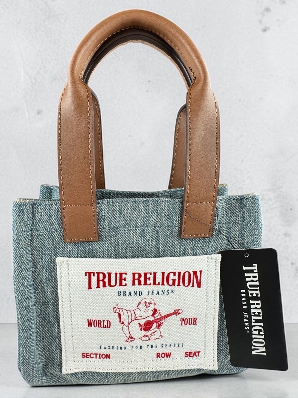 NWT True Religion World Tour Mini Denim Tote Crossbody Y2K Bag